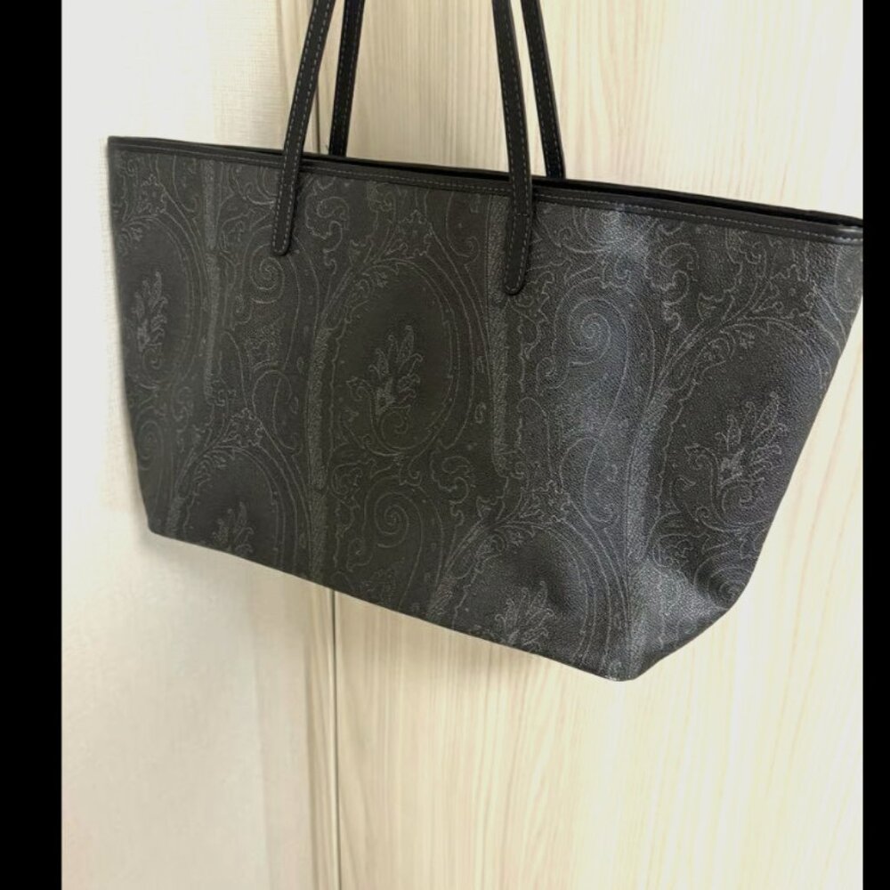 Rare Etro Black Paisley Tote Bag PVC Excellent!